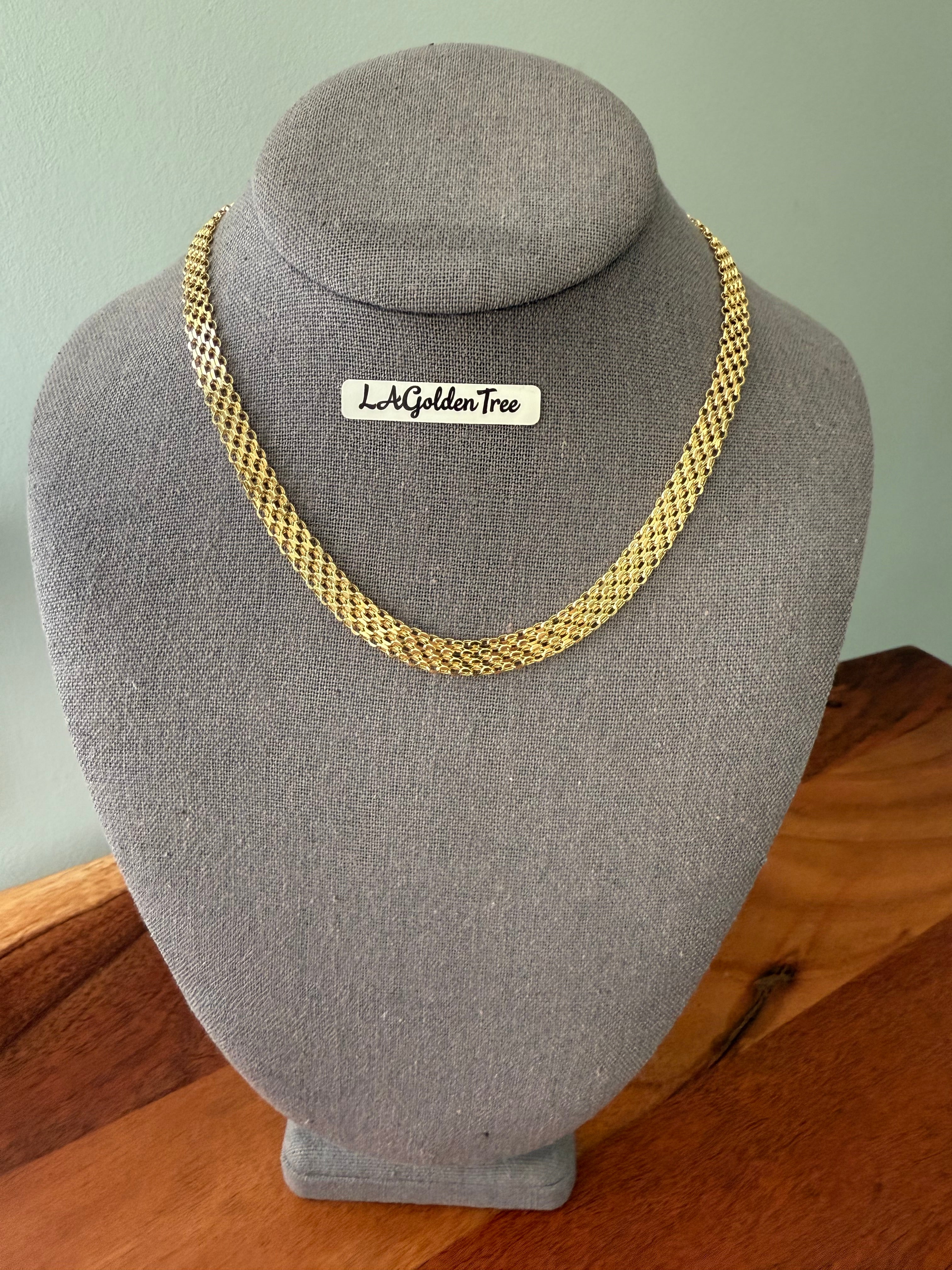 14K Hollow Bismark Style Necklace