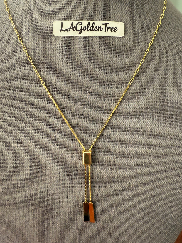 14K Adjustable Bar Necklace