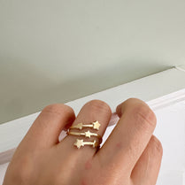 14K 3 Line Star Ring