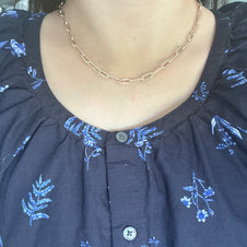 14K Hollow Paperclip 1+1 Necklace