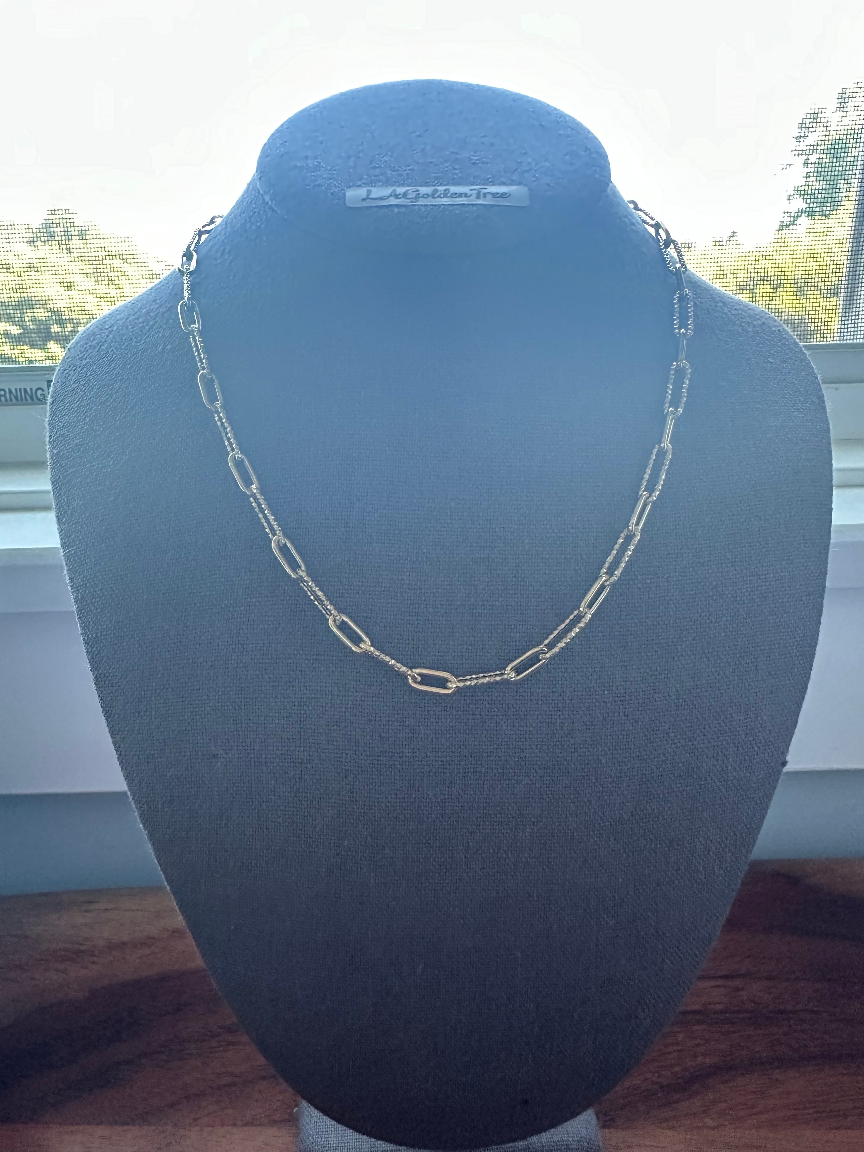 14K Hollow Paperclip 1+1 Necklace