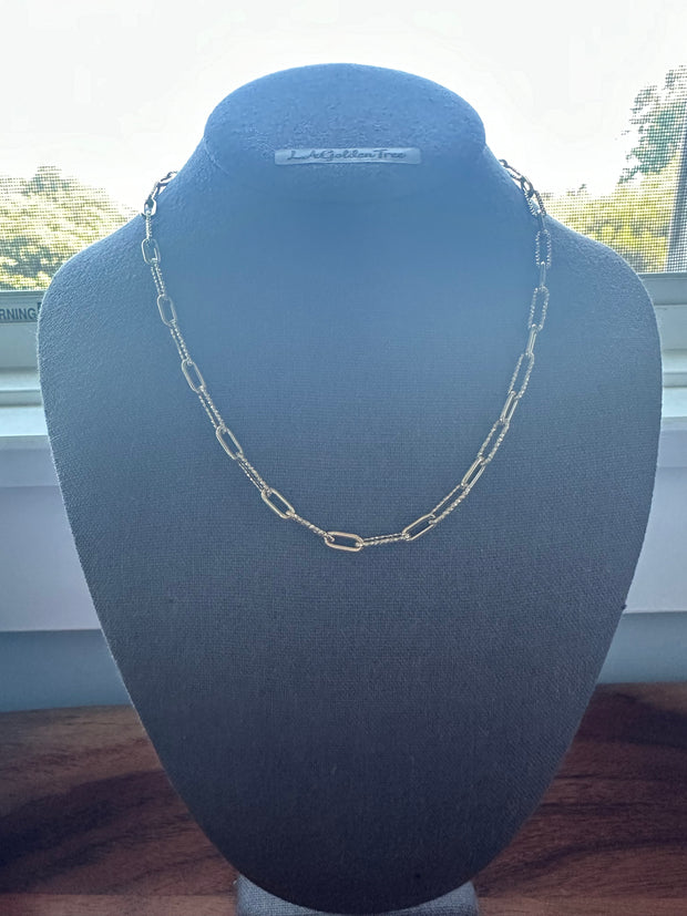 14K Hollow Paperclip 1+1 Necklace