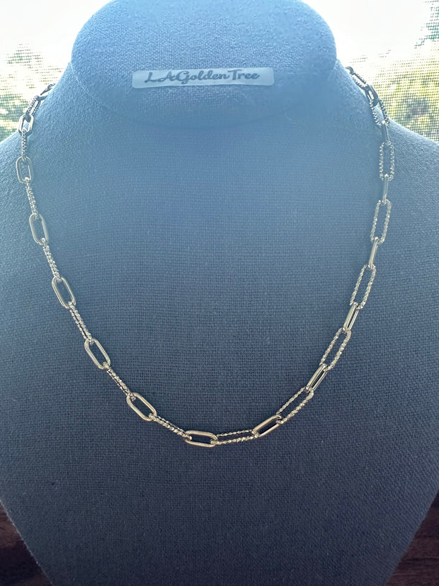 14K Hollow Paperclip 1+1 Necklace