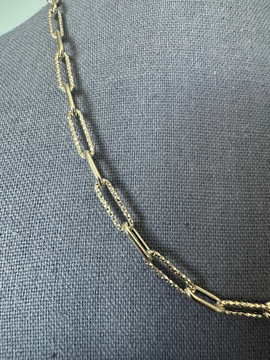 14K Hollow Paperclip 1+1 Necklace