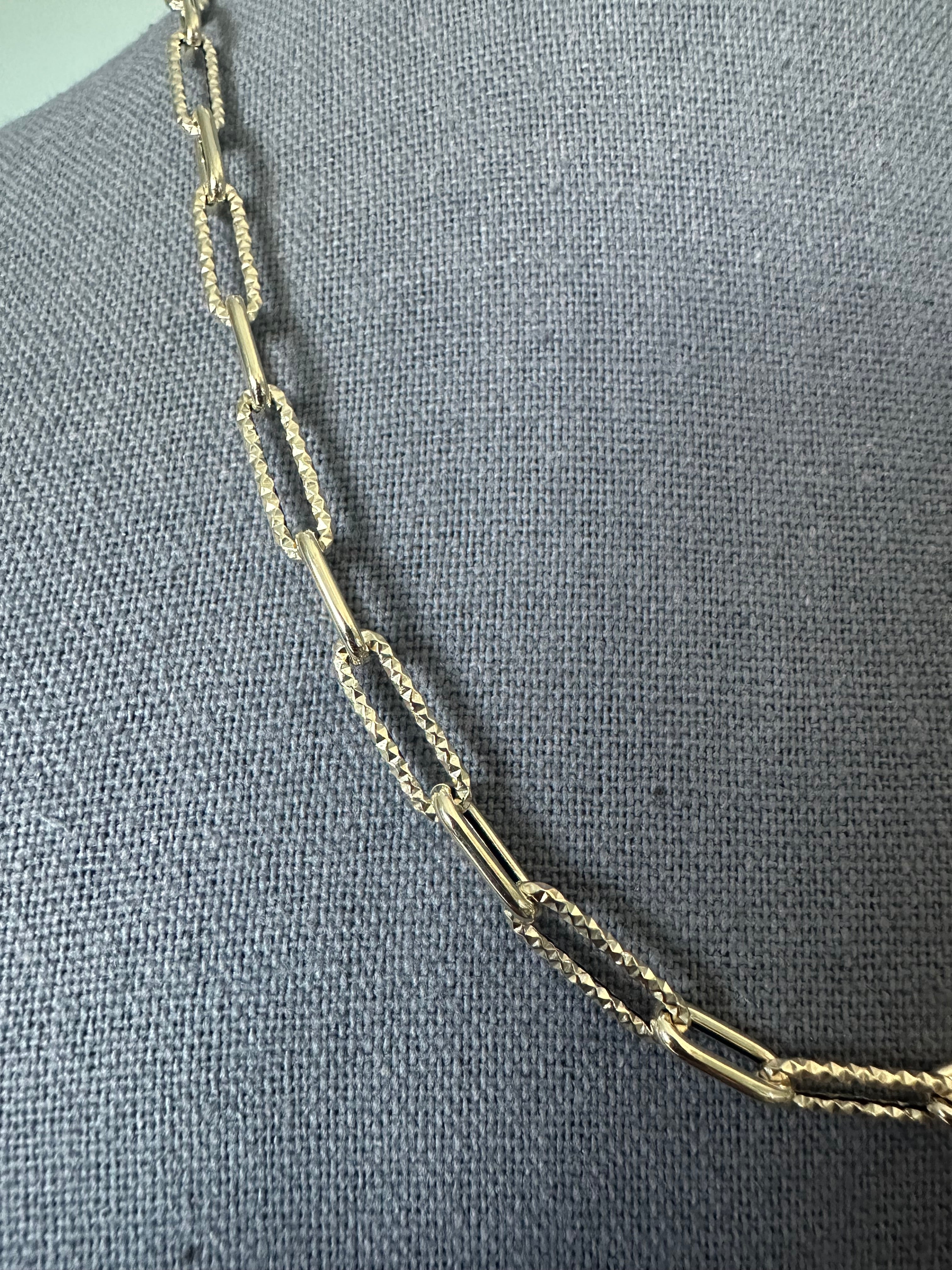 14K Hollow Paperclip 1+1 Necklace