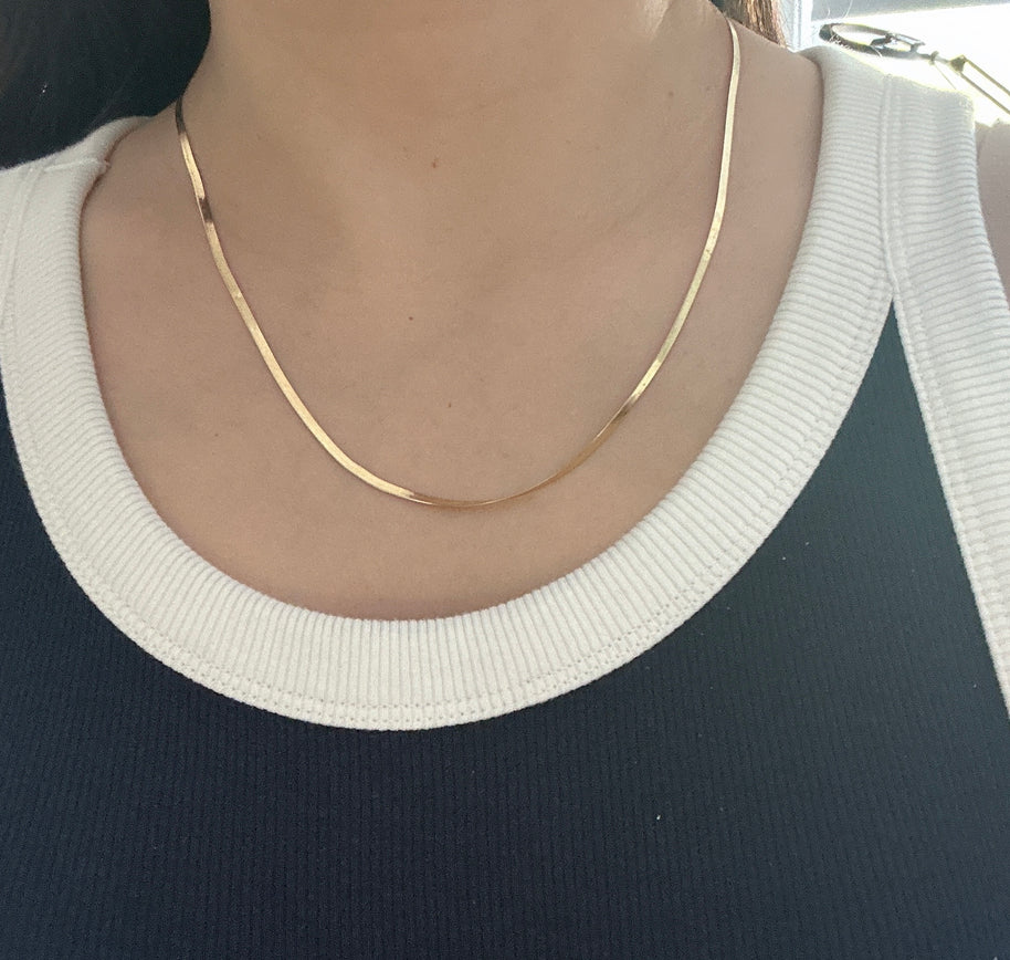 14K 2.5mm Flex Herringbone Chain Necklace