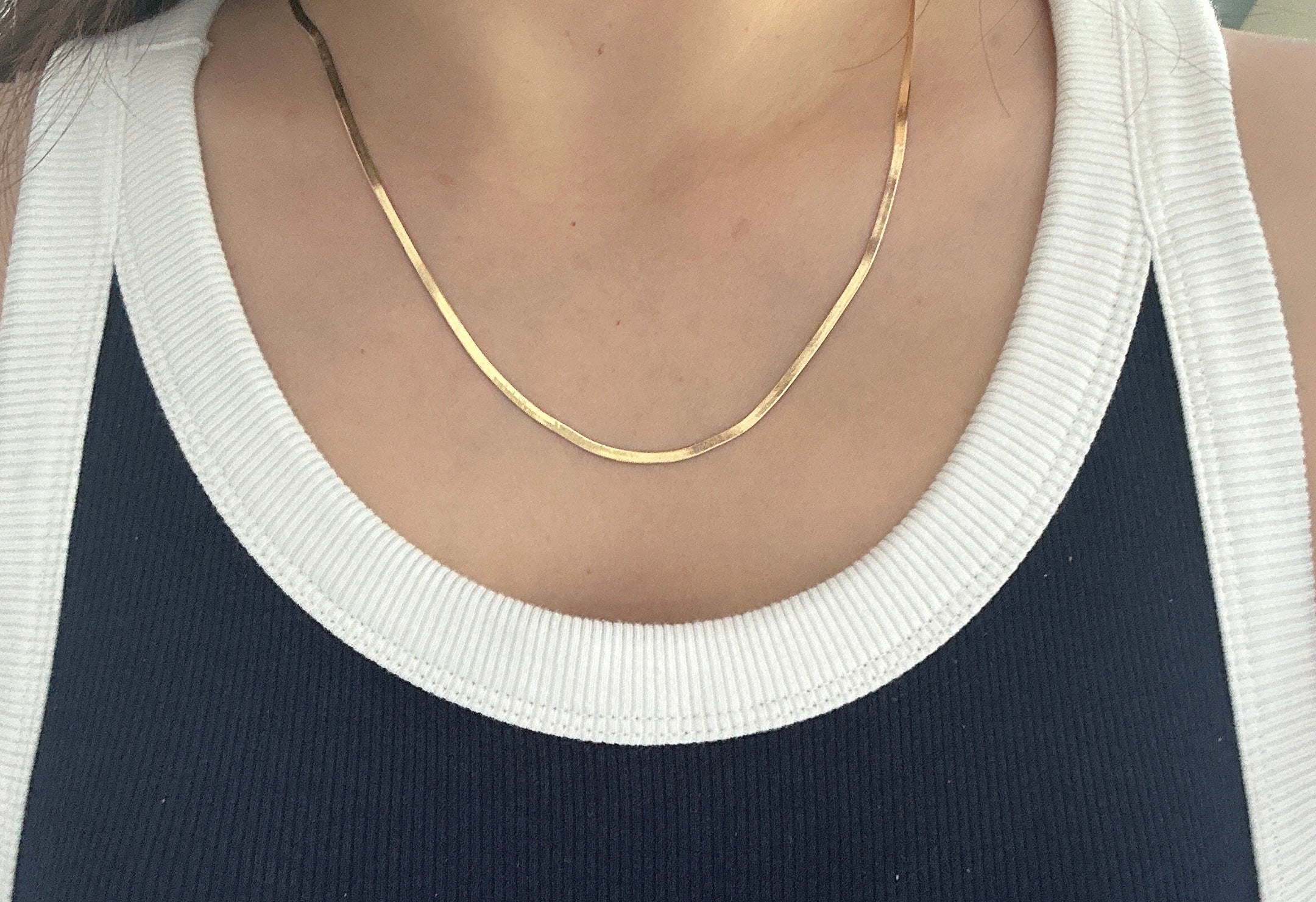 14K 2.5mm Flex Herringbone Chain Necklace