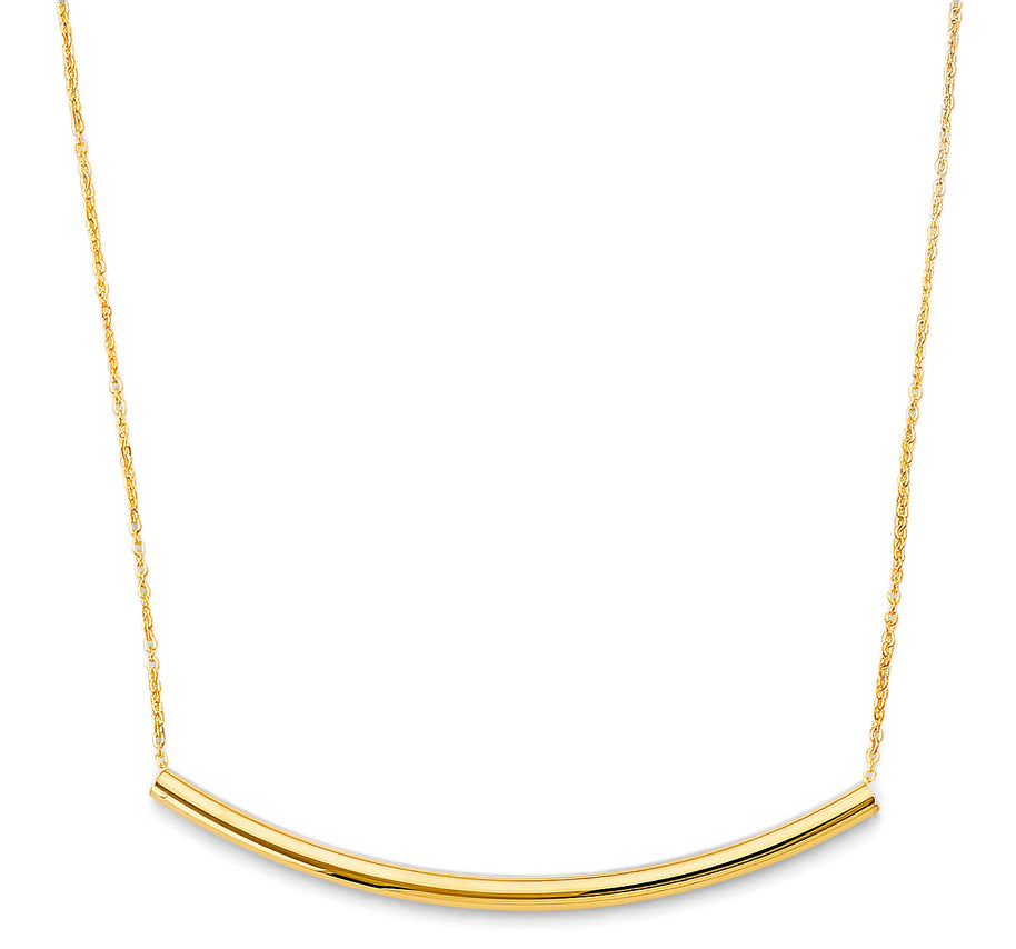 14KY Curved Round Bar Necklace