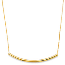 14KY Curved Round Bar Necklace