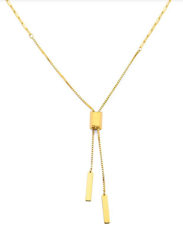 14K Adjustable Bar Necklace