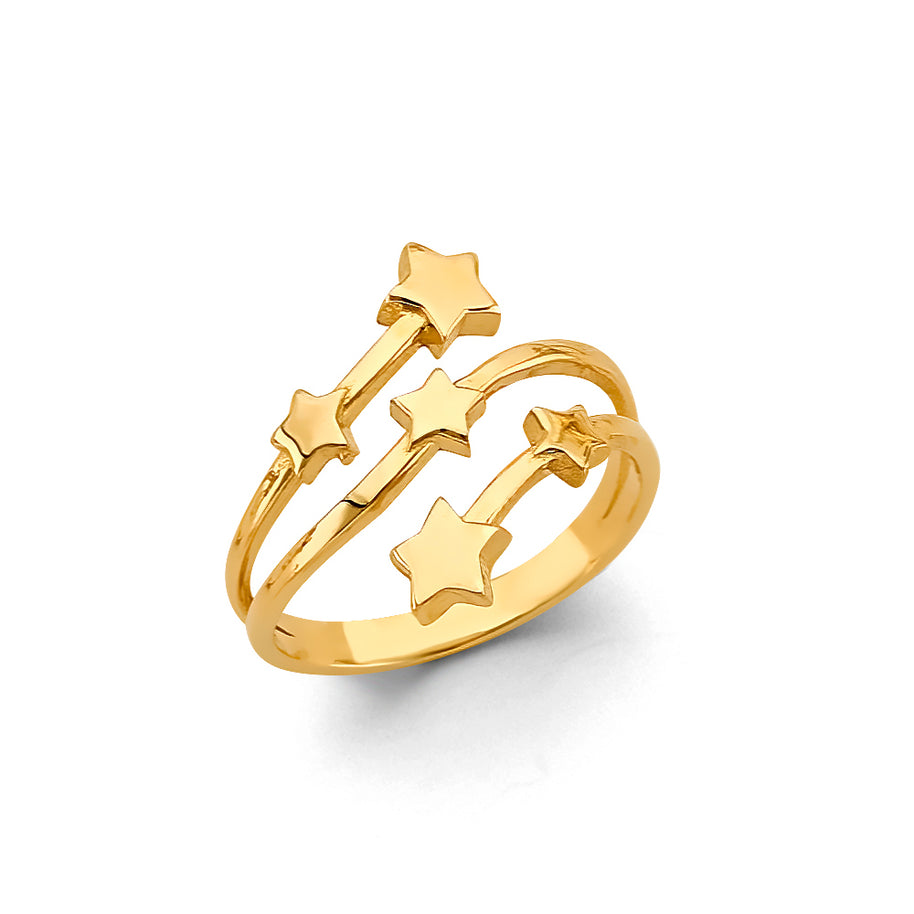 14K 3 Line Star Ring