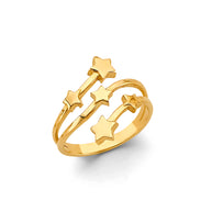 14K 3 Line Star Ring