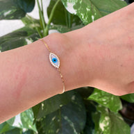 14K Yellow Gold Evil Eye Bracelet