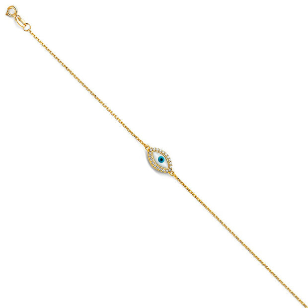 14K Yellow Gold Evil Eye Bracelet