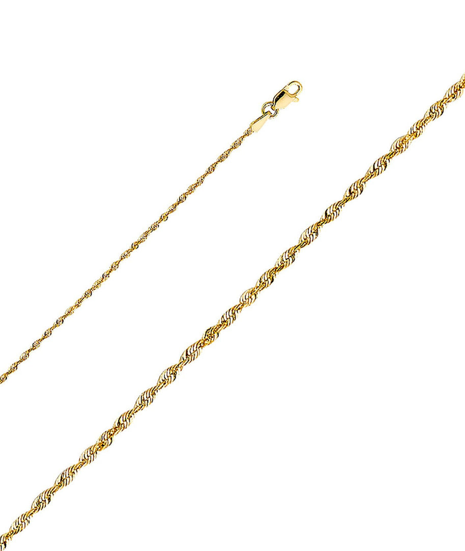 1.5mm 14K Yellow Diamond-Cut Gold Rope Chain