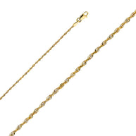 1.5mm 14K Yellow Diamond-Cut Gold Rope Chain