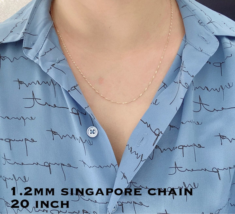 1.2mm 14K White Gold Singapore Chain