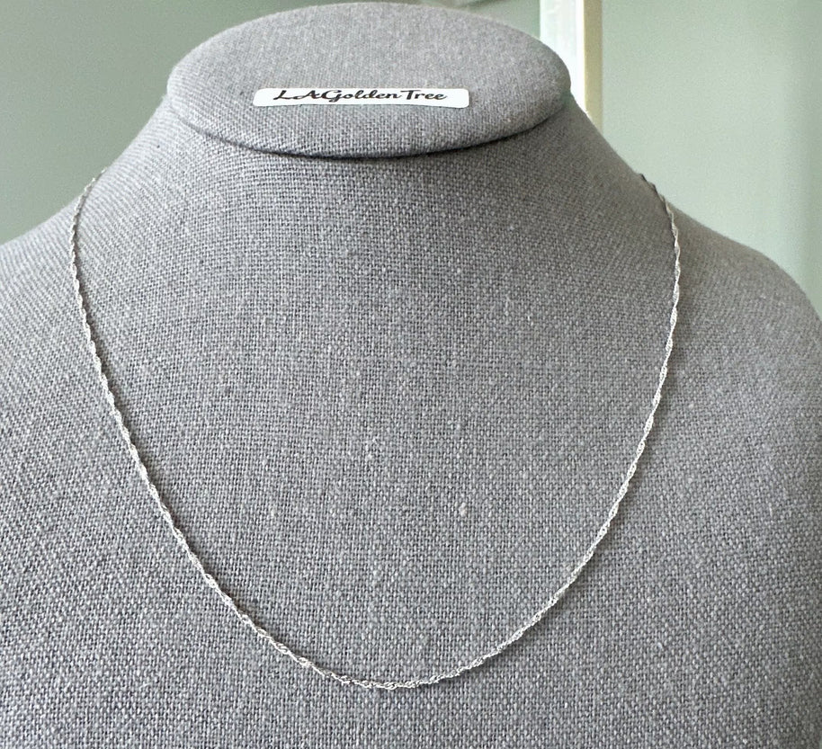 1.2mm 14K White Gold Singapore Chain