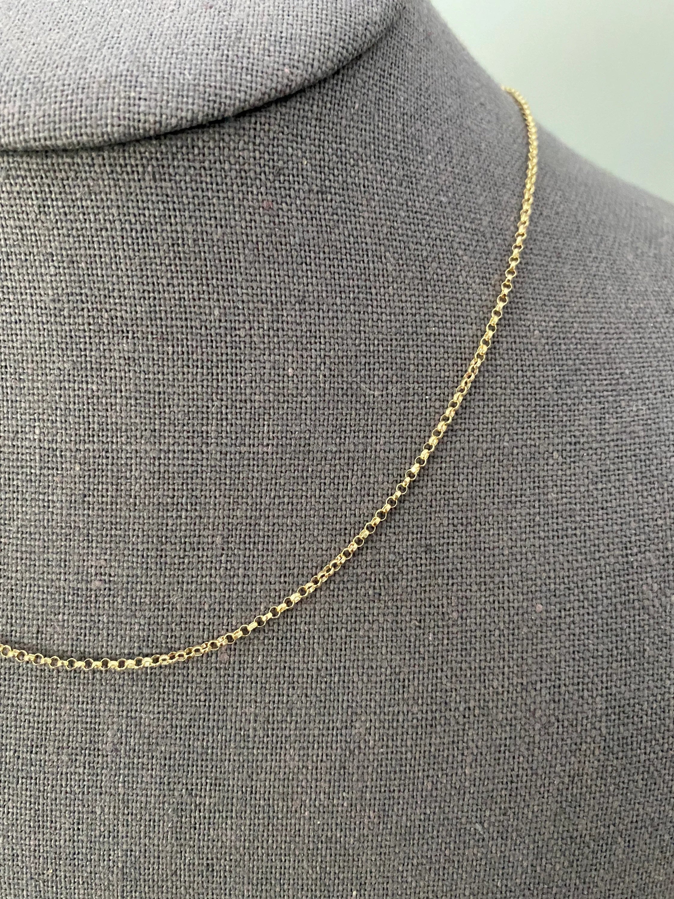 1.6mm 14K Yellow Gold Diamond-Cut Angled Rolo Cable Chain