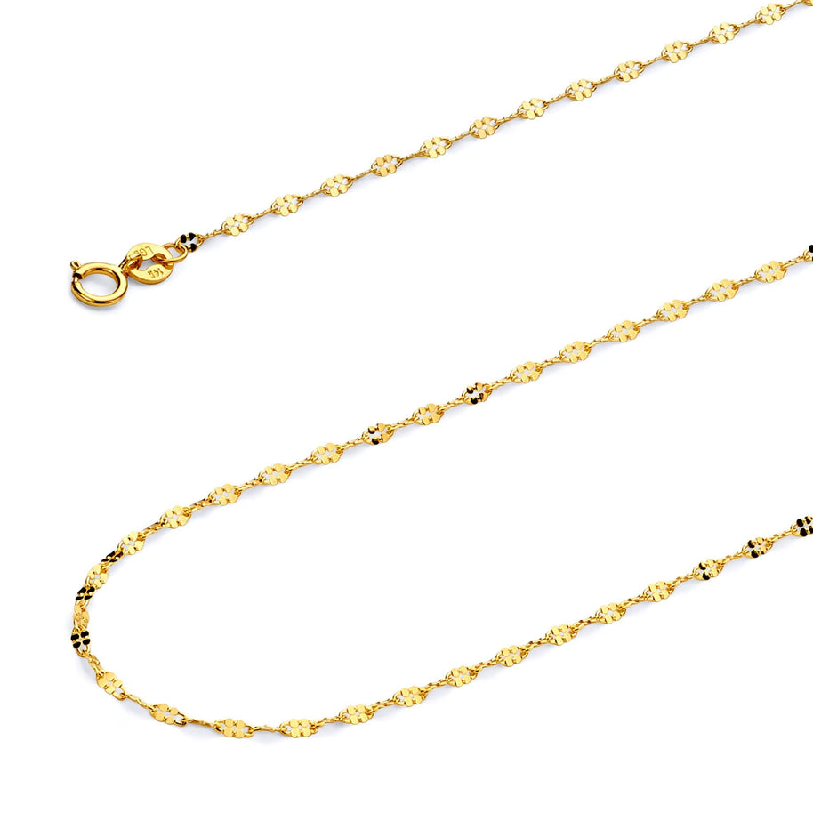 1.5mm 14K Yellow Gold Stamped Curved Mirror Link Chain