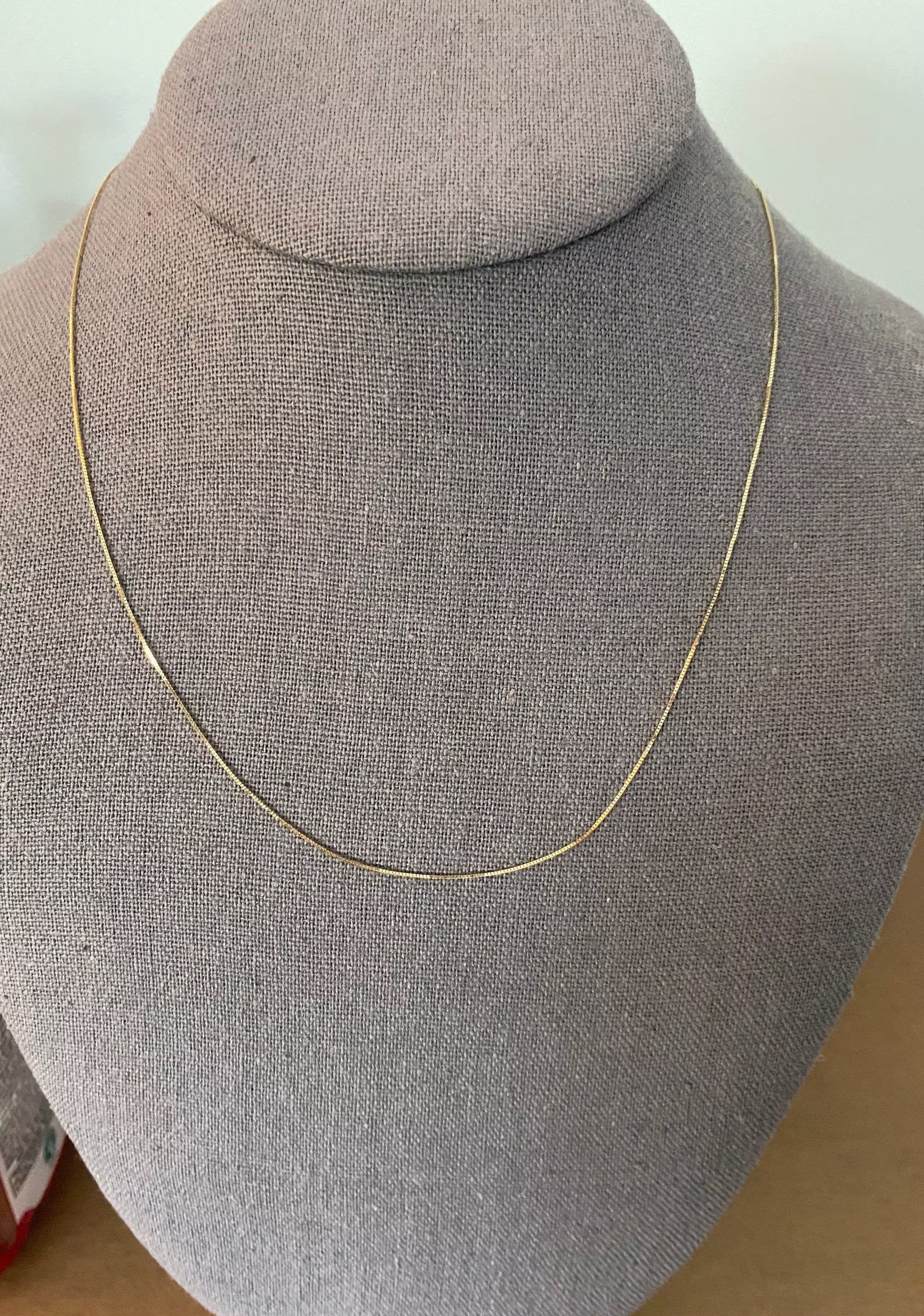 0.5mm 14K Yellow Gold Box Link Chain