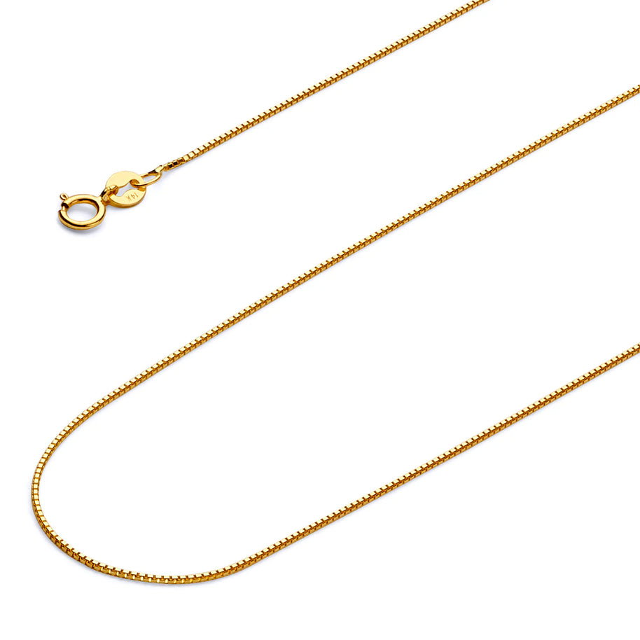 0.5mm 14K Yellow Gold Box Link Chain