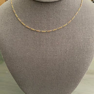 1.5mm 14k Tri Color Gold Figaro 3+1 Concave Chain