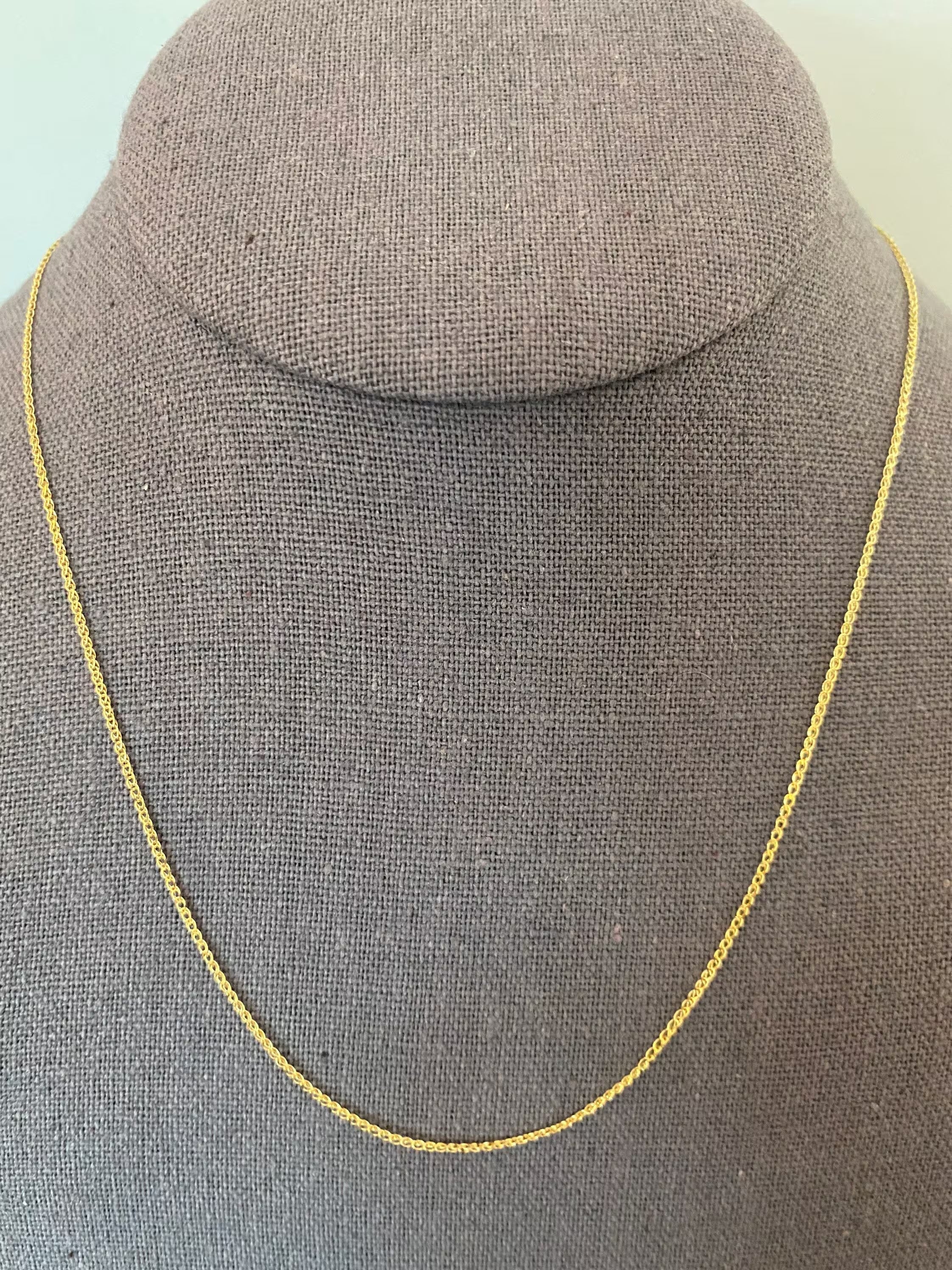 1.2mm 14K Yellow Gold Flat Open Spiga Wheat Chain  16-22 inch