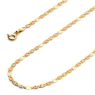 3mm 14k Subtle Tri-Color Gold Diamond Cut Valentino with Star Chain Necklace