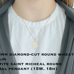 1.5mm 14K Yellow Gold Diamond-Cut Round Wheat Chain