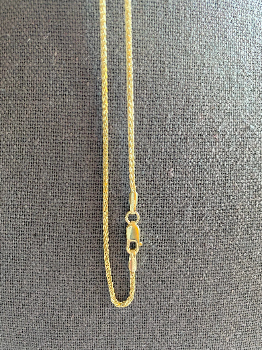 1.5mm 14K Yellow Gold Diamond-Cut Round Wheat Chain