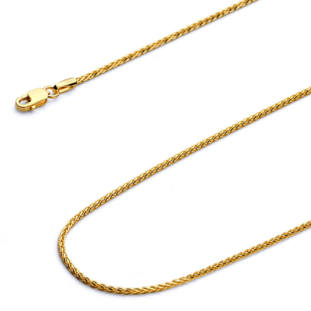 1.5mm 14K Yellow Gold Diamond-Cut Round Wheat Chain