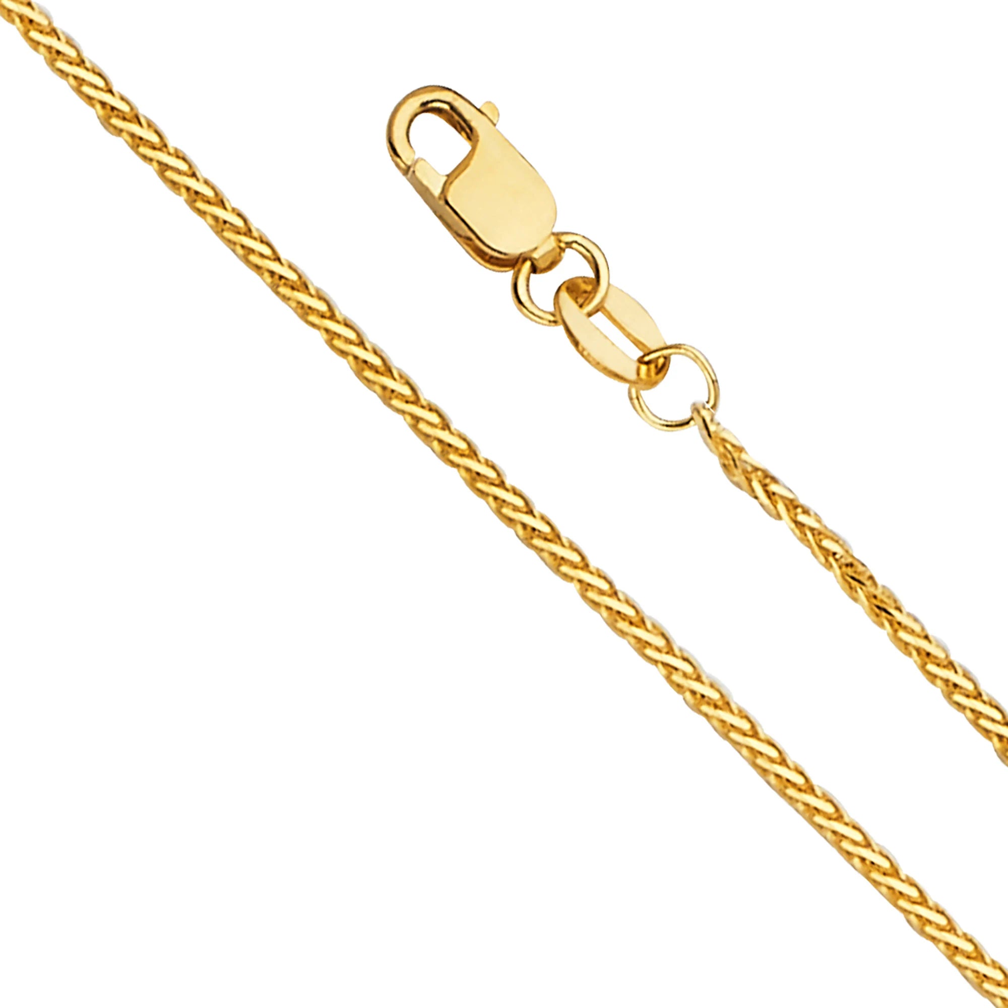 1.5mm 14K Yellow Gold Diamond-Cut Round Wheat Chain