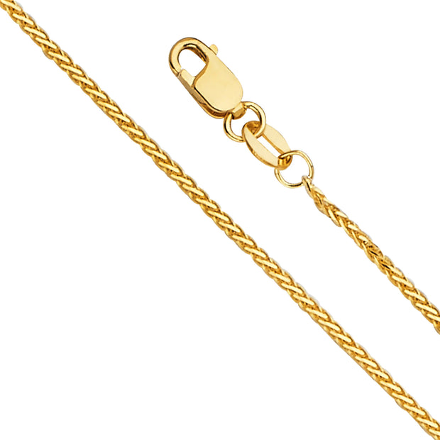 1.5mm 14K Yellow Gold Diamond-Cut Round Wheat Chain