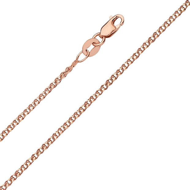 1.4mm 14K Rose Gold Flat Wheat Chain