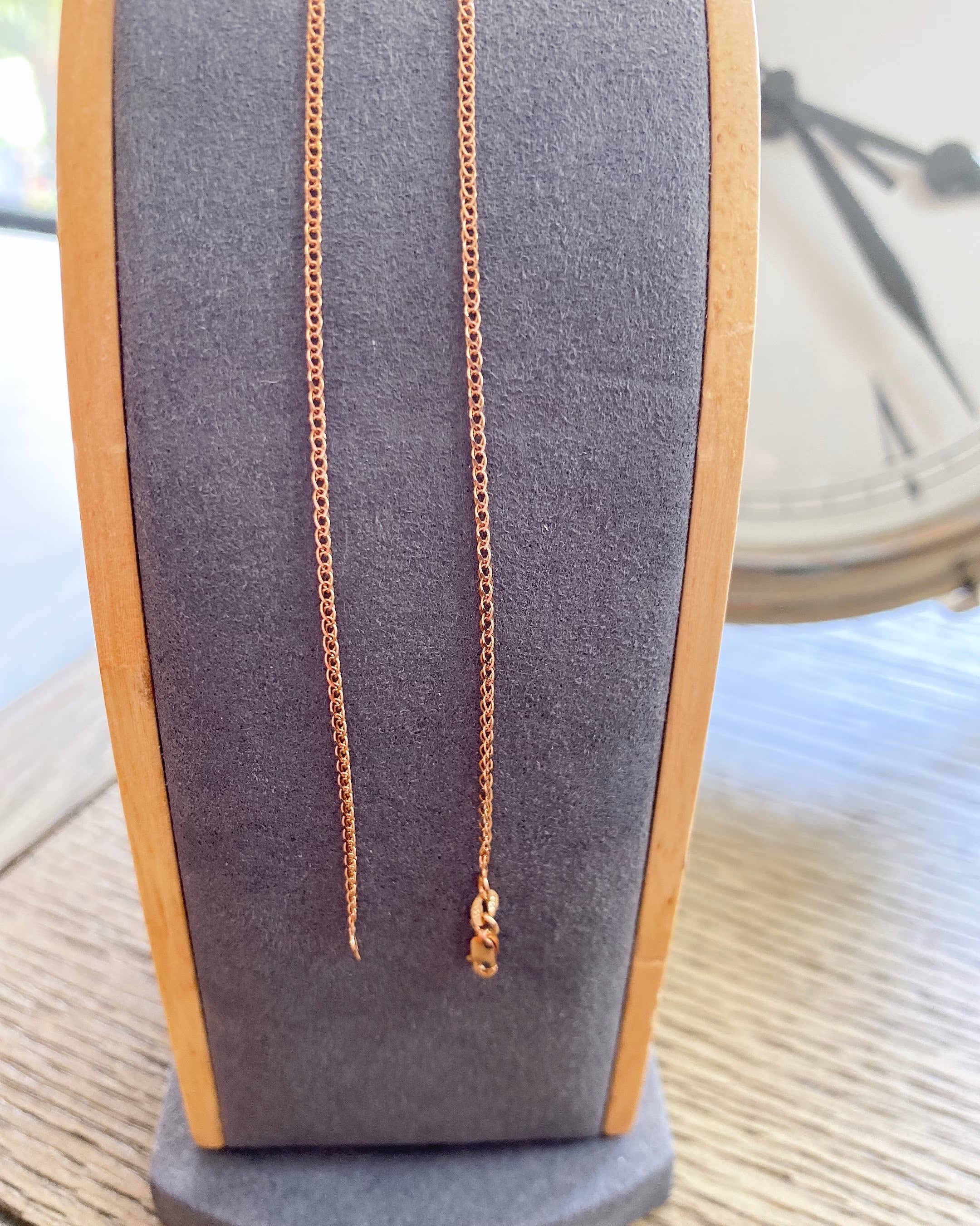 1.4mm 14K Rose Gold Flat Wheat Chain