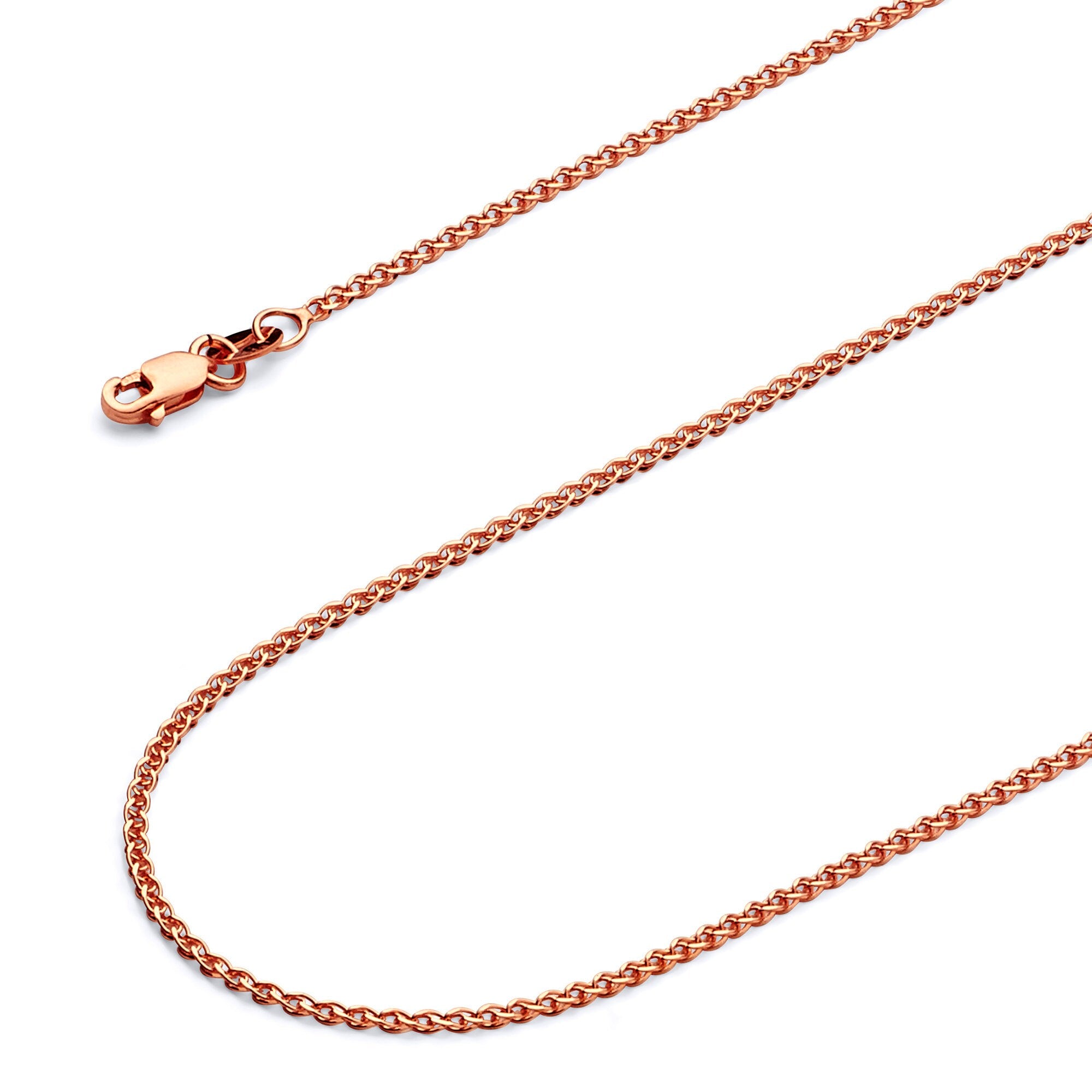 1.4mm 14K Rose Gold Flat Wheat Chain