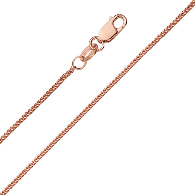 0.8mm 14K Rose Gold Diamond-Cut Wheat Chain 16-24in