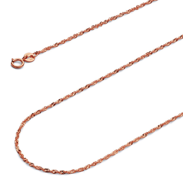 1.2mm 14K Rose Gold Singapore Chain