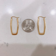 2.5mm Rectangular Oval Hoop Earrings - 14K Yellow Gold