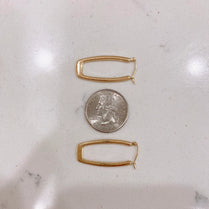 2.5mm Rectangular Oval Hoop Earrings - 14K Yellow Gold