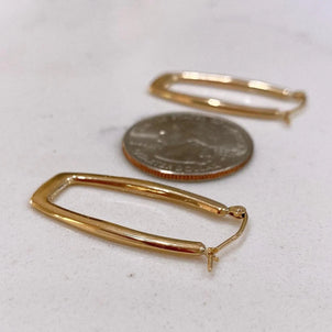 2.5mm Rectangular Oval Hoop Earrings - 14K Yellow Gold