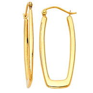 2.5mm Rectangular Oval Hoop Earrings - 14K Yellow Gold