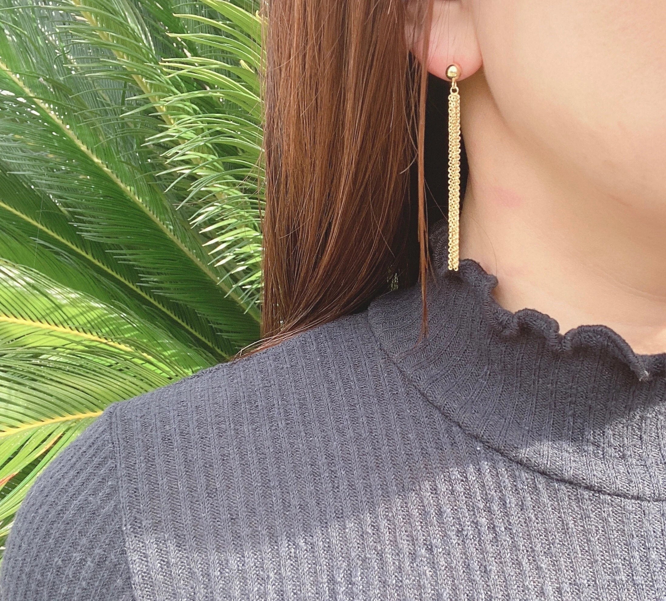 14k Yellow Gold Tassel Earrings