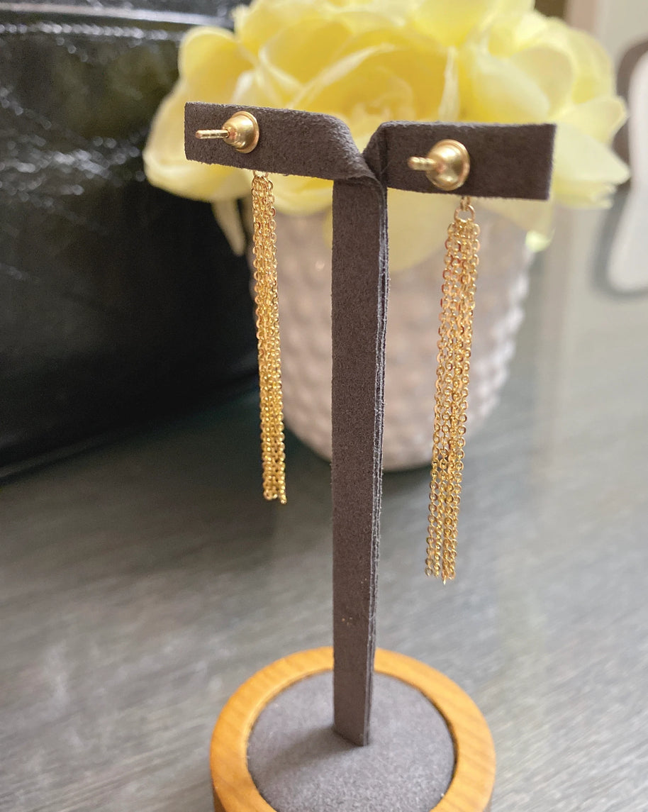 14k Yellow Gold Tassel Earrings