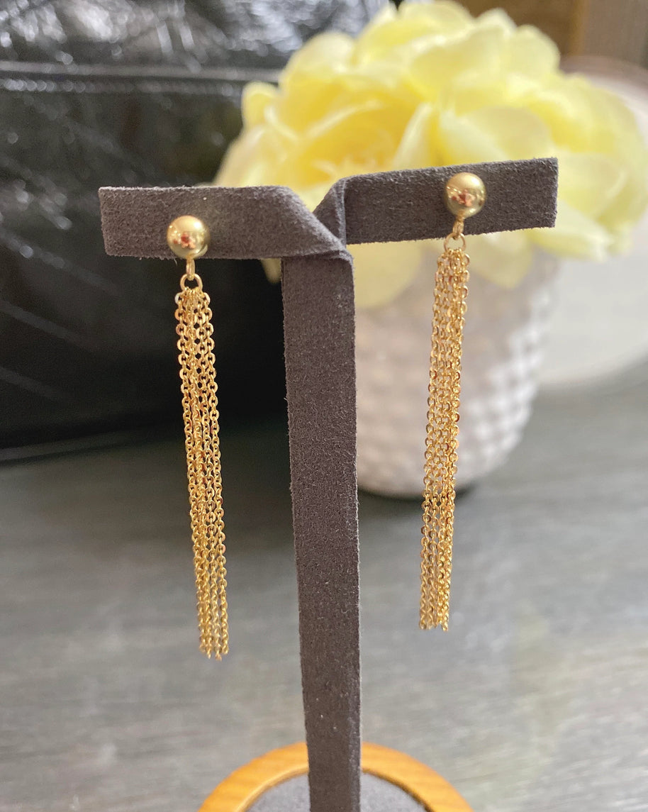 14k Yellow Gold Tassel Earrings