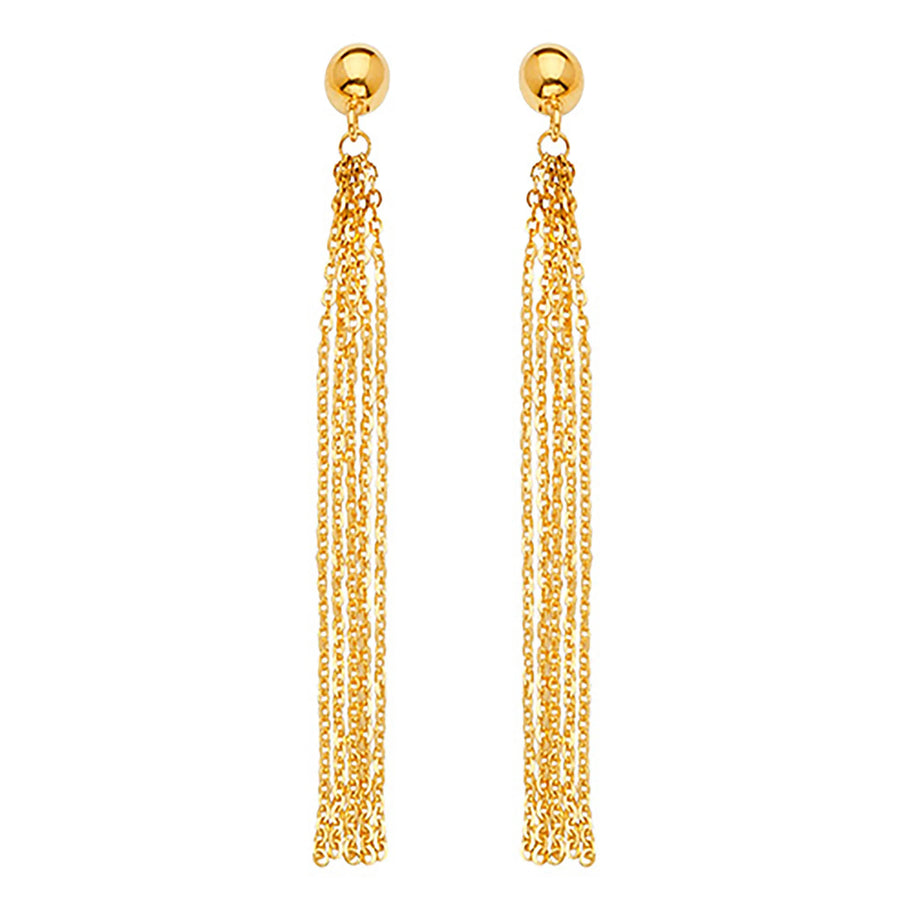 14k Yellow Gold Tassel Earrings