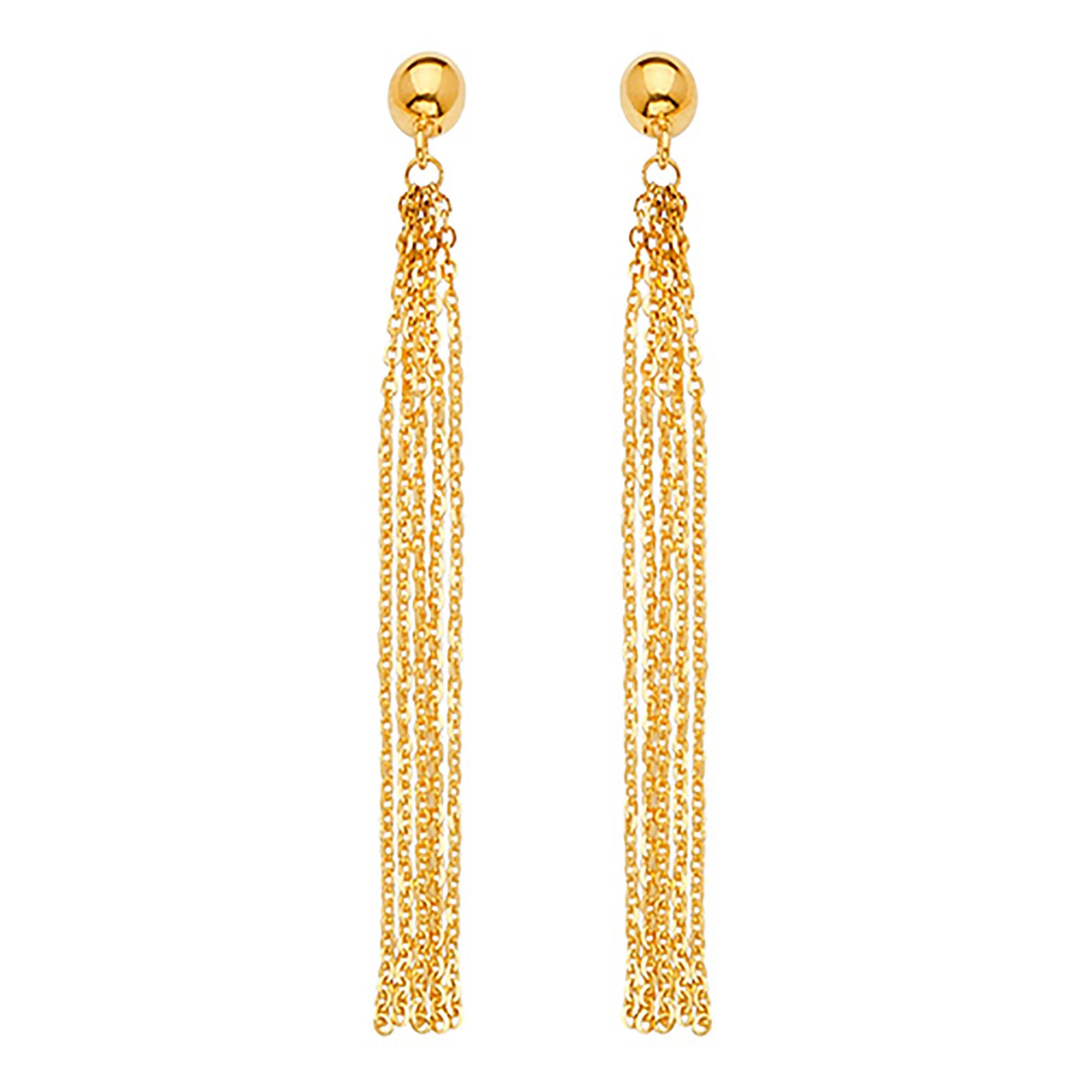 14k Yellow Gold Tassel Earrings