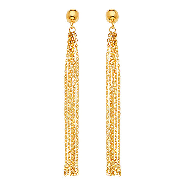 14k Yellow Gold Tassel Earrings