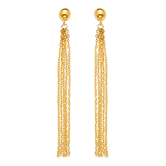 14k Yellow Gold Tassel Earrings